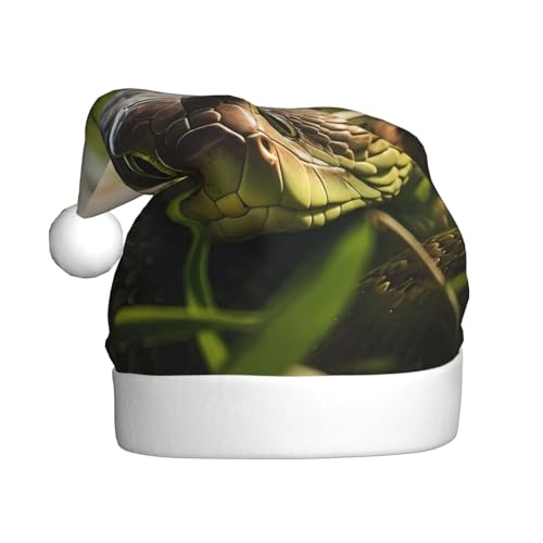 WHJYYXDE Weihnachtsmütze für Erwachsene – hochwertiger Stoff mit weichem Stoff für Feiertage, Partys, Schlangenmuster von WHJYYXDE