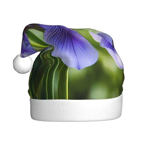 WHJYYXDE Weihnachtsmütze für Erwachsene – hochwertiger Stoff mit weichem Stoff für Feiertage, Partys, französisches Nationalblumenmuster von WHJYYXDE