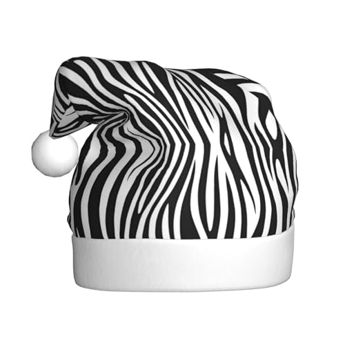 WHJYYXDE Weihnachtsmütze für Erwachsene – hochwertiger Stoff mit weichem Stoff für Feiertage, Partys, schwarz-weiße Zebrastreifen von WHJYYXDE