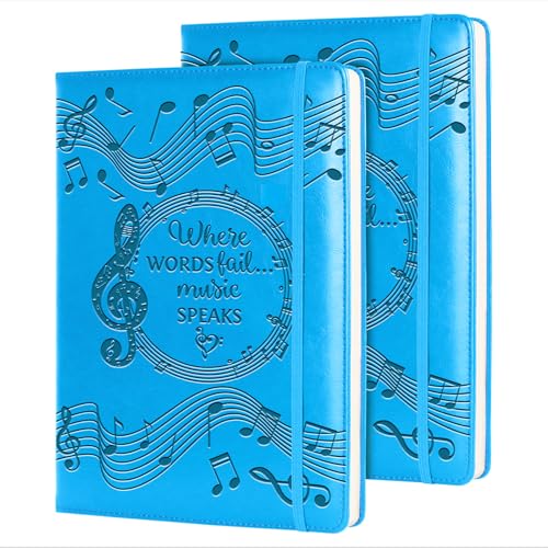 Music Gift Notizbuch, blanko, mit englischsprachiger Aufschrift "Where Words Fail Music Speaks", Geschenk, Manuskriptpapier, Notizbuch, 2 Stück, Hellblau, 2 Stück Music Gift Notizbuch, blanko, mit englischsprachiger Aufschrift "Where Words Fail Music Speaks", Geschenk, Manuskriptpapier, Notizbuch, 2 Stück, Hellblau, 2 Stück von WHLBHG