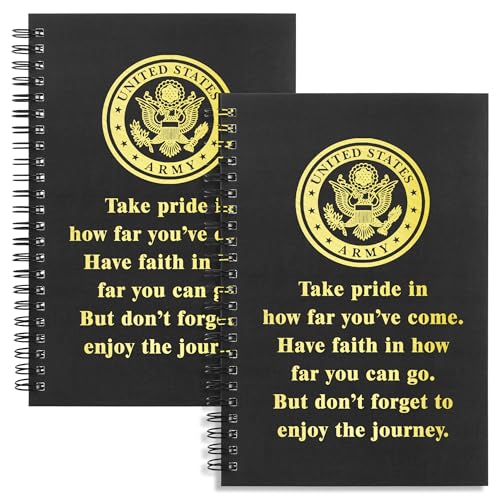 WHLBHG Spiralnotizbücher mit Aufschrift "Take Pride in How Far You Have Come", Militär-Einsatzgeschenke, inspirierende Spiral-Tagebücher für Damen und Herren, 2 Spiral-TA, Armee-Schwarz, 2 Stück WHLBHG Spiralnotizbücher mit Aufschrift "Take Pride in How Far You Have Come", Militär-Einsatzgeschenke, inspirierende Spiral-Tagebücher für Damen und Herren, 2 Spiral-TA, Armee-Schwarz, 2 Stück von WHLBHG