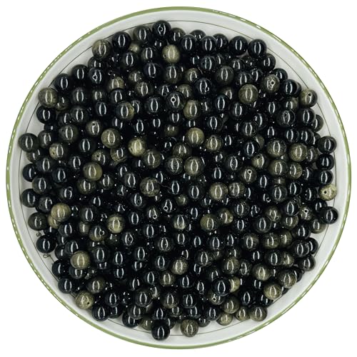 WHNKFB 10 mm 50 Stück natürliche, ungefärbte Obsidian-Perlen, metallischer Glanz, lose Edelsteine für Schmuckherstellung, Bastelarbeiten, Großpackung mit elastischer Kordel WHNKFB 10 mm 50 Stück natürliche, ungefärbte Obsidian-Perlen, metallischer Glanz, lose Edelsteine für Schmuckherstellung, Bastelarbeiten, Großpackung mit elastischer Kordel von WHNKFB
