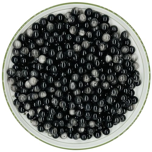 WHNKFB 4 mm, 100 Stück natürliche, ungefärbte, silberglänzende Obsidian-Perlen, Mondlicht, lose Edelsteine für Schmuckherstellung, Bastelarbeiten, Großpackung Perlen mit elastischer Kordel WHNKFB 4 mm, 100 Stück natürliche, ungefärbte, silberglänzende Obsidian-Perlen, Mondlicht, lose Edelsteine für Schmuckherstellung, Bastelarbeiten, Großpackung Perlen mit elastischer Kordel von WHNKFB