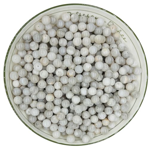 WHNKFB 4 mm, 100 Stück natürliche, ungefärbte, weiße Achat-Perlen, milchiger Quarz, lose Edelsteine für Schmuckherstellung, Bastelperlen, alternative Perlen mit elastischer Kordel WHNKFB 4 mm, 100 Stück natürliche, ungefärbte, weiße Achat-Perlen, milchiger Quarz, lose Edelsteine für Schmuckherstellung, Bastelperlen, alternative Perlen mit elastischer Kordel von WHNKFB