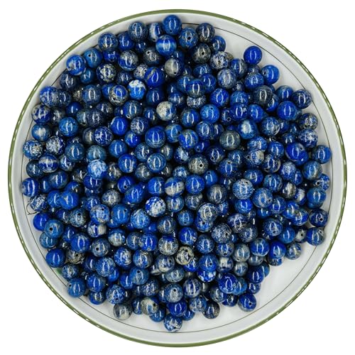 WHNKFB 4 mm, 100 Stück natürliche, ungefärbte Lapislazuli-Perlen, tiefblaue afghanische lose Edelsteine mit Pyrit-Flecken für historische Schmuckherstellung, DIY-Perlen mit elastischer Kordel WHNKFB 4 mm, 100 Stück natürliche, ungefärbte Lapislazuli-Perlen, tiefblaue afghanische lose Edelsteine mit Pyrit-Flecken für historische Schmuckherstellung, DIY-Perlen mit elastischer Kordel von WHNKFB