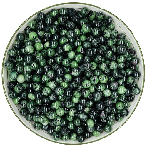 WHNKFB 6 mm, 100 Stück natürliche ungefärbte Rubin-Zoisit-Perlen, tansanischer rot-grüner Edelstein, lose Perlen zum Ausgleichen von Schmuckherstellung, Bastelbedarf, mit elastischer Kordel WHNKFB 6 mm, 100 Stück natürliche ungefärbte Rubin-Zoisit-Perlen, tansanischer rot-grüner Edelstein, lose Perlen zum Ausgleichen von Schmuckherstellung, Bastelbedarf, mit elastischer Kordel von WHNKFB