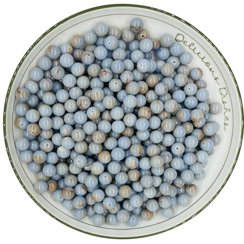 WHNKFB 8 mm, 50 Stück natürliche, ungefärbte Angelit-Perlen, himmlische blaue Edelsteine, lose Perlen für himmlische blaue Schmuckherstellung, Bastelbedarf, Großbedarf mit elastischer Schnur (Angelit WHNKFB 8 mm, 50 Stück natürliche, ungefärbte Angelit-Perlen, himmlische blaue Edelsteine, lose Perlen für himmlische blaue Schmuckherstellung, Bastelbedarf, Großbedarf mit elastischer Schnur (Angelit von WHNKFB