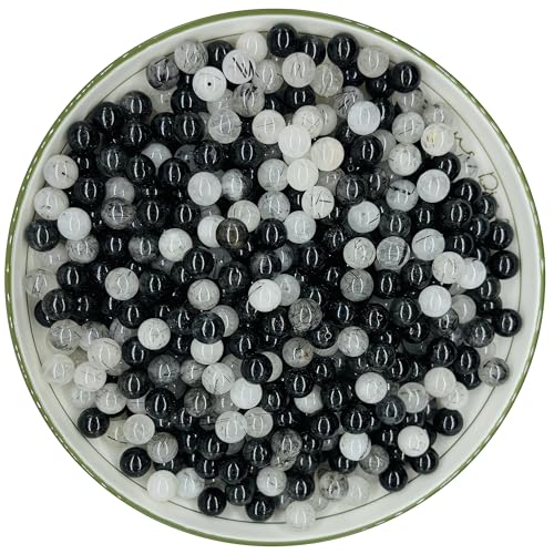WHNKFB 8 mm, 50 Stück natürliche, ungefärbte schwarze Rutilquarz-Perlen, lose Edelsteine für Schmuckherstellung, Schutzenergie und spirituelle Erdung, Kristall-Perlen mit elastischer Kordel WHNKFB 8 mm, 50 Stück natürliche, ungefärbte schwarze Rutilquarz-Perlen, lose Edelsteine für Schmuckherstellung, Schutzenergie und spirituelle Erdung, Kristall-Perlen mit elastischer Kordel von WHNKFB