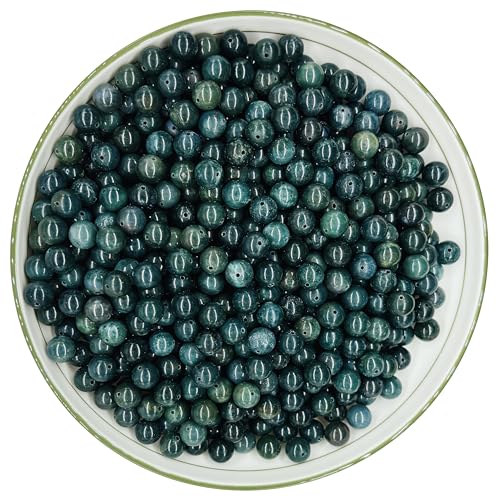 WHNKFB Natürliche ungefärbte Moosachat-Perlen, 6 mm, 100 Stück, dendritische grüne lose Edelsteine für Schmuckherstellung, DIY, Handwerk, von der Natur inspirierte Kristallperlen mit elastischer WHNKFB Natürliche ungefärbte Moosachat-Perlen, 6 mm, 100 Stück, dendritische grüne lose Edelsteine für Schmuckherstellung, DIY, Handwerk, von der Natur inspirierte Kristallperlen mit elastischer von WHNKFB