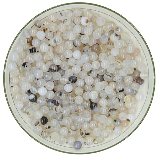 WHNKFB Natürliche ungefärbte schwarze Achat-Perlen, gotische dendritische lose Edelsteine für Schmuckherstellung, Bastelarbeiten, dunkle Kristallperlen mit elastischer Kordel, 4 mm, 100 Stück von WHNKFB