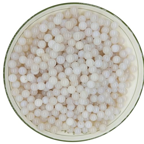 WHNKFB Natürliche ungefärbte weiße Achat-Perlen, gebänderte lose Edelsteine für Schmuckherstellung, Bastelarbeiten, spirituelle Klarheit, Kristallperlen mit elastischer Kordel (weißer Achat, 4 mm, 100 WHNKFB Natürliche ungefärbte weiße Achat-Perlen, gebänderte lose Edelsteine für Schmuckherstellung, Bastelarbeiten, spirituelle Klarheit, Kristallperlen mit elastischer Kordel (weißer Achat, 4 mm, 100 von WHNKFB