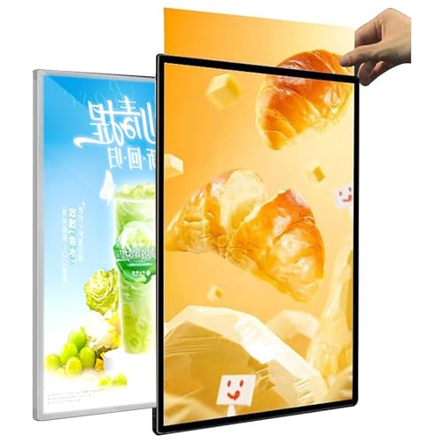 LED-Plakatrahmen, LED-Leuchtkasten (A4–A1–80 × 120 Cm) – Mehrere Größen, Ultradünnes Gehärtetes Glas, Beleuchtete Menütafel,A1,Black von WHRAOY