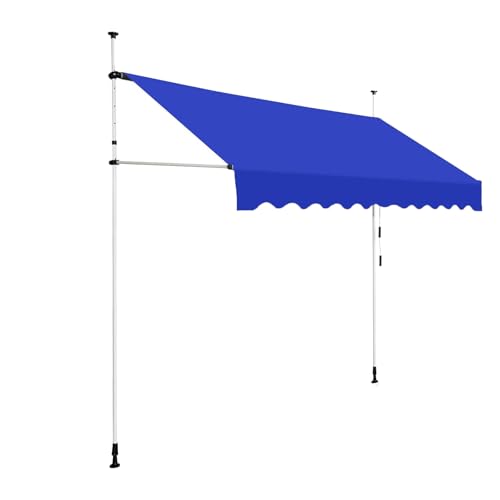 Manuell Einziehbare Markise (100–400 Cm), Verstellbare Pergola-Sonnenschutzabdeckung, Aluminiumrahmen + Kurbel, Kein Bohren Erforderlich – Für Den Terrassen-/Veranda-,150cm,C von WHRAOY