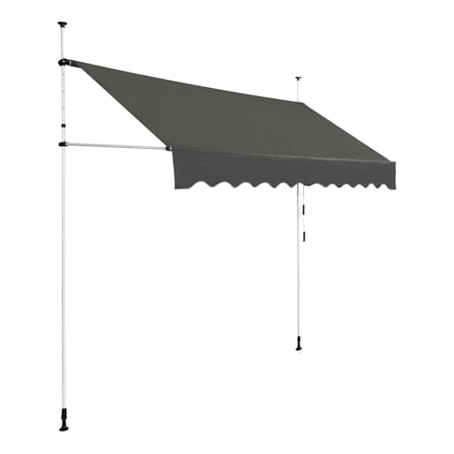 Manuell Einziehbare Markise (100–400 Cm), Verstellbare Pergola-Sonnenschutzabdeckung, Aluminiumrahmen + Kurbel, Kein Bohren Erforderlich – Für Den Terrassen-/Veranda-,350cm,B von WHRAOY
