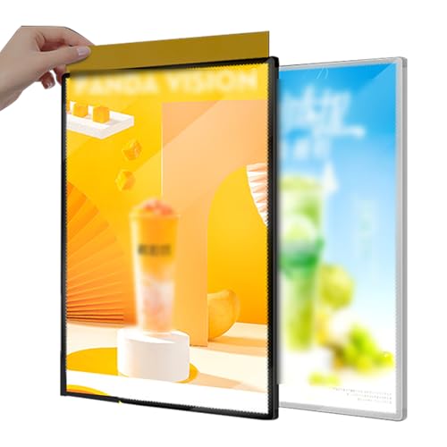 Werbeleuchtkasten, Mehrere Größen (A4-A1-80×120cm), Ultraschmaler Rahmen-Plakatständer, Beleuchteter Plakathalter Für Geschäfte, Plug-in-Werberahmenständer,80×120cm,Silver von WHRAOY