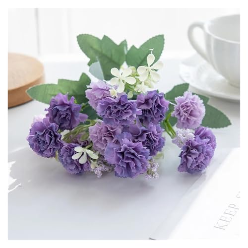 5 Gabeln 15 Köpfe kleine Nelken for Hochzeitsbogen Dekor Girlande Zubehör Home Floral Arrangement künstliche Blumen(PURPLE) von WHSDCZ