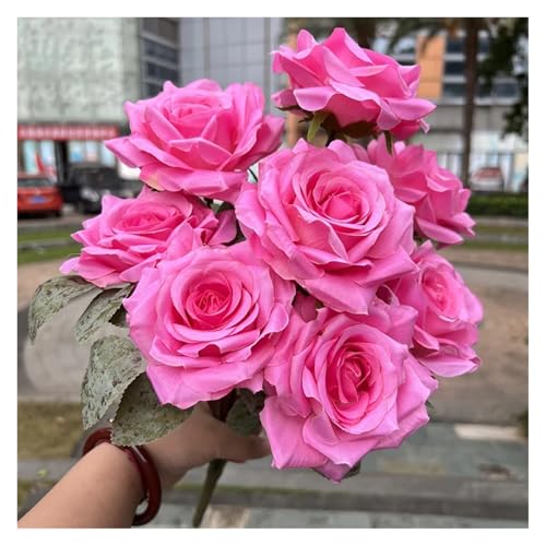 9 Köpfe Diamant Rose Künstliche Blumen Brautstrauß Hochzeit Blumen Wand Zubehör Party Geschenk Home Decor Foto Requisiten Dekor(Blue/Black) von WHSDCZ