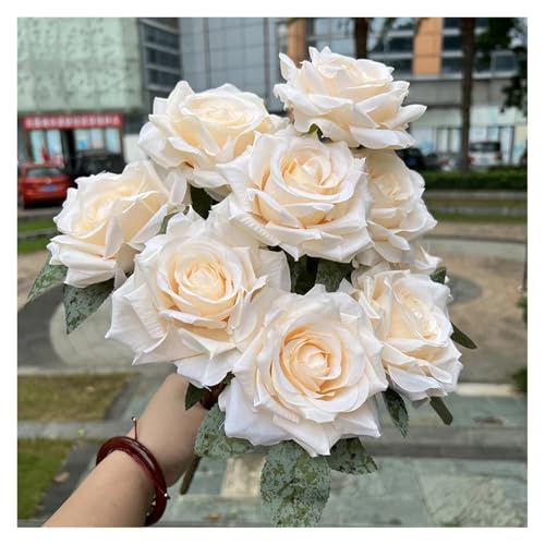 9 Köpfe Diamant Rose Künstliche Blumen Brautstrauß Hochzeit Blumen Wand Zubehör Party Geschenk Home Decor Foto Requisiten Dekor(Gray) von WHSDCZ