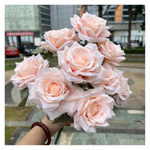 9 Köpfe Diamant Rose Künstliche Blumen Brautstrauß Hochzeit Blumen Wand Zubehör Party Geschenk Home Decor Foto Requisiten Dekor(Pink) von WHSDCZ