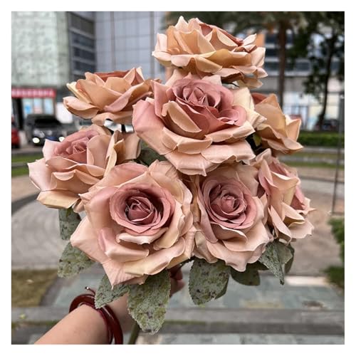 9 Köpfe Diamant Rose Künstliche Blumen Brautstrauß Hochzeit Blumen Wand Zubehör Party Geschenk Home Decor Foto Requisiten Dekor(Rosso) von WHSDCZ