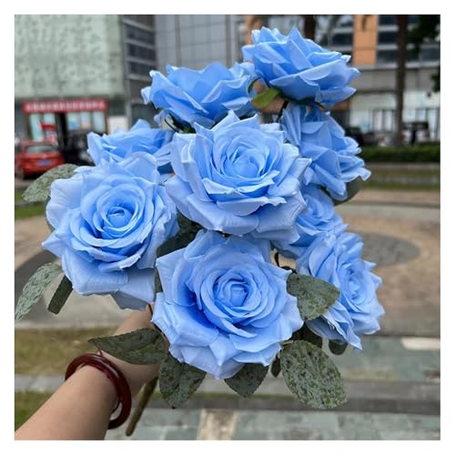 9 Köpfe Diamant Rose Künstliche Blumen Brautstrauß Hochzeit Blumen Wand Zubehör Party Geschenk Home Decor Foto Requisiten Dekor(YELLOW/BLACK) von WHSDCZ