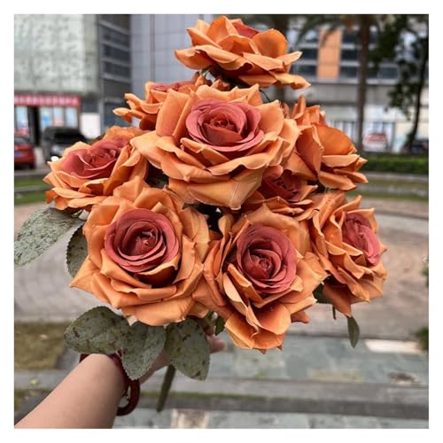 9 Köpfe Diamant Rose Künstliche Blumen Brautstrauß Hochzeit Blumen Wand Zubehör Party Geschenk Home Decor Foto Requisiten Dekor(Yellow) von WHSDCZ