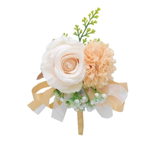 Boutonnieres Blumen Künstliche weiße Rosen Seide Elfenbein Corsage Knopfloch Trauzeugen Boutonniere for Männer Hochzeitsaccessoires(Windshield bracket) von WHSDCZ