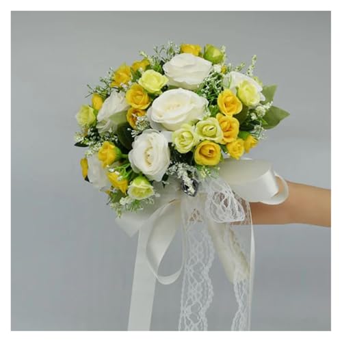 Braut Brautjungfer Hochzeitsstrauß Weiße Seidenblumen Rosen Hochzeitszubehör Mariage Bouquet Künstliche Blume(B) von WHSDCZ