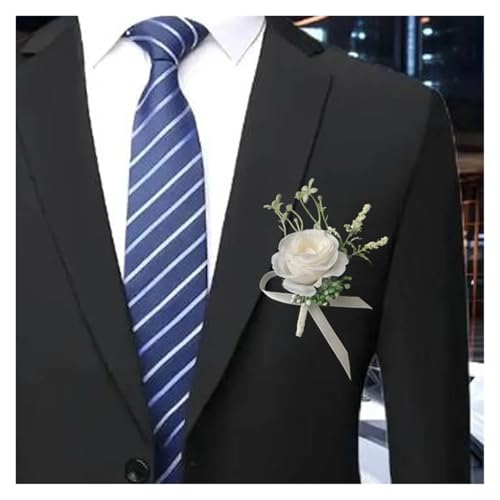 Braut Brautjungfer Hochzeitsstrauß Weiße Seidenblumen Rosen Hochzeitszubehör Mariage Bouquet Künstliche Blume(Corsage A) von WHSDCZ