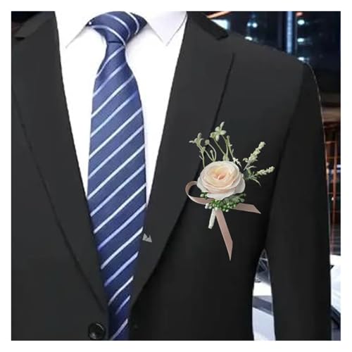Braut Brautjungfer Hochzeitsstrauß Weiße Seidenblumen Rosen Hochzeitszubehör Mariage Bouquet Künstliche Blume(Corsage B) von WHSDCZ