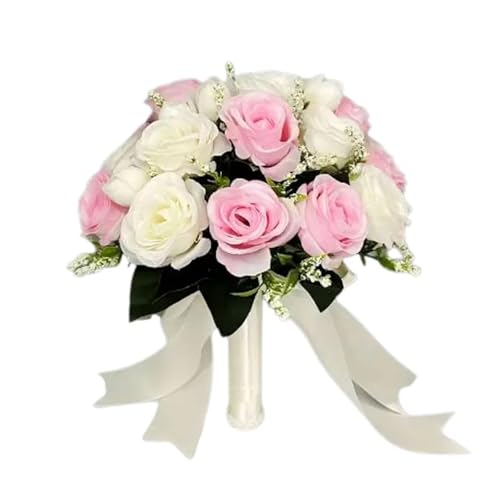 Braut Brautjungfer Hochzeitsstrauß Weiße Seidenblumen Rosen Hochzeitszubehör Mariage Bouquet Künstliche Blume(F) von WHSDCZ