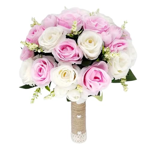 Braut Brautjungfer Hochzeitsstrauß Weiße Seidenblumen Rosen Hochzeitszubehör Mariage Bouquet Künstliche Blume(K) von WHSDCZ