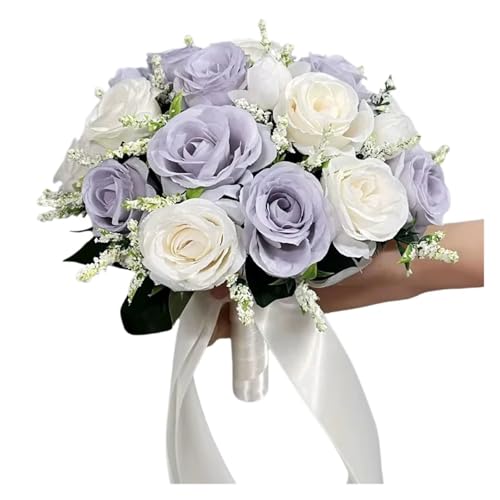 Braut Brautjungfer Hochzeitsstrauß Weiße Seidenblumen Rosen Hochzeitszubehör Mariage Bouquet Künstliche Blume(R) von WHSDCZ