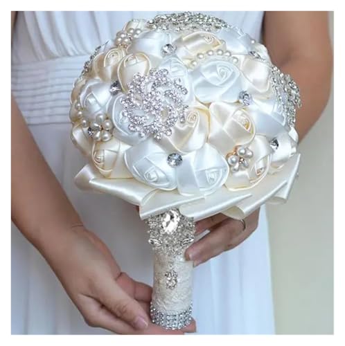 Braut Hochzeit Bouquet de mariage Perlen Brautjungfer Künstliche Hochzeit Bouquets Blume(08) von WHSDCZ