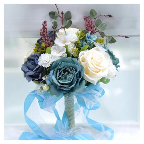 Burgunder Hochzeitsstrauß Kaskadierender Brautstrauß Hochzeitszeremonie Jahrestag Rustikale Vintage Hochzeitsblumen Brautsträuße(Blu) von WHSDCZ