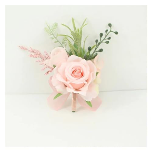 Elfenbeinfarbene Handgelenk-Corsage, Brautjungfer, Schwestern, handgefertigte Blume, künstliche Seide, Rosenarmband, Blumen for Hochzeit, Tanzparty, Dekoration(Boutonniere-G) von WHSDCZ