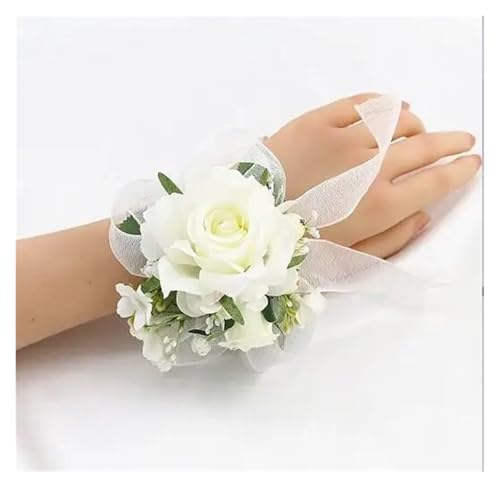 Elfenbeinfarbene Handgelenk-Corsage, Brautjungfer, Schwestern, handgefertigte Blume, künstliche Seide, Rosenarmband, Blumen for Hochzeit, Tanzparty, Dekoration(Bracelets-H) von WHSDCZ