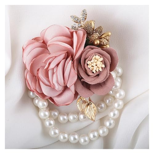 Erröten rosa Handgelenk Corsage for Hochzeit Armband Band Armband for formelle Party Frauen Braut Brautjungfer Abschlussball Mädchen Hand Blume Deco von WHSDCZ