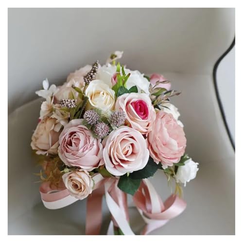 Hochzeitssträuße for die Braut, weiß, blau, künstliche Rosen, Brautstrauß, rustikale Hochzeitszeremonie, Jubiläumsdekoration(Dusty Rose) von WHSDCZ