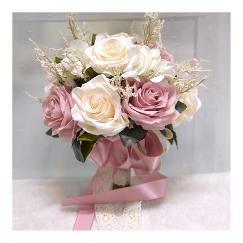 Hochzeitsstrauß Braut Künstliche Seidenblumen Schaumrosen Blumenstrauß Spitzendekoration Natürliche Hochzeitsblumen(E) von WHSDCZ