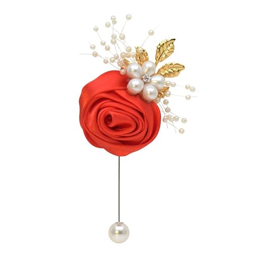 Mädchen Brautjungfer Handgelenk Blumen Hochzeit Prom Party Boutonniere Satin Rose Armband Stoff Hand Blumen Hochzeit(Boutonniere red) von WHSDCZ