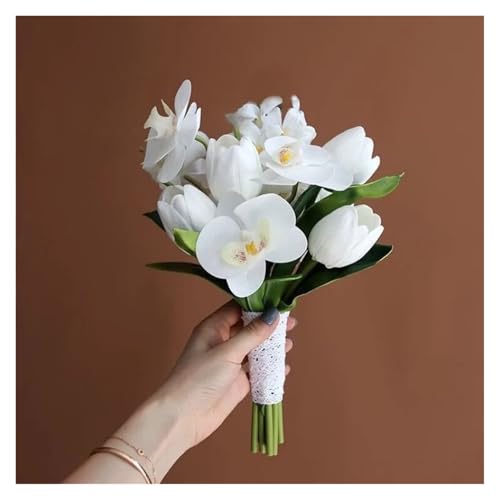 Maiglöckchen-Bouquet aus Lotus-Tulpen, elegante französische Braut, Hochzeitsfotografie-Requisiten, Heimdekoration(A) von WHSDCZ