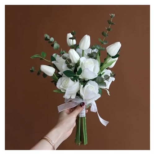 Maiglöckchen-Bouquet aus Lotus-Tulpen, elegante französische Braut, Hochzeitsfotografie-Requisiten, Heimdekoration(C) von WHSDCZ