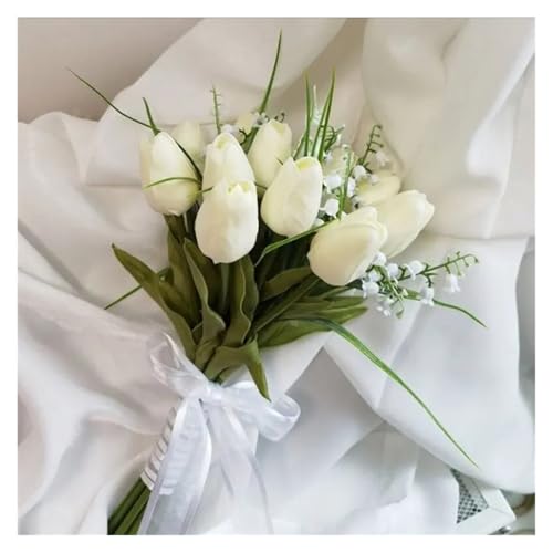 Maiglöckchen-Bouquet aus Lotus-Tulpen, elegante französische Braut, Hochzeitsfotografie-Requisiten, Heimdekoration(D) von WHSDCZ