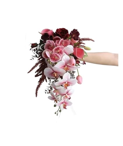 Wasserfall-Hochzeitssträuße for die Braut, Brautjungfern, künstliche Blumen, Casading-Hochzeitsstrauß, Mi-Brautparty-Dekor(B) von WHSDCZ