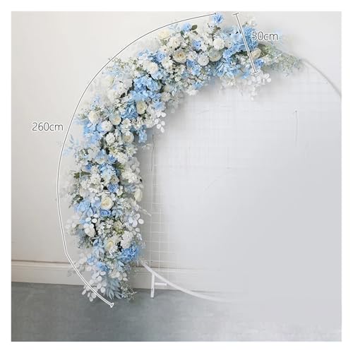 Weiße Rose Blau Delphinium Künstliche Blume Reihe Hängende Blume Hochzeit Party Hintergrund Arch Decor Straße Führen Floral Ball Requisiten(50x260CM) von WHSDCZ