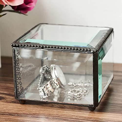 WHSLILR Vintage-Schmuckschatulle aus Glas, sechseckig, goldfarben, zur Aufbewahrung von Ringen, Ohrringen, Schmuck, Schmuck-Organizer und dekoratives Geschenk für Damen und Mädchen (Schwarz/RE, klein) WHSLILR Vintage-Schmuckschatulle aus Glas, sechseckig, goldfarben, zur Aufbewahrung von Ringen, Ohrringen, Schmuck, Schmuck-Organizer und dekoratives Geschenk für Damen und Mädchen (Schwarz/RE, klein) von WHSLILR