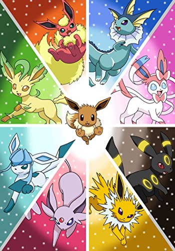 Diamond Art Kits für Erwachsene und Kinder, Vollbohren, runde Strassfarbe mit Diamanten, Eevee Diamantmalerei und Dotz (30,5 x 40,6 cm) von WHYCJXWL