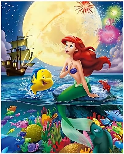 WHYCJXWL Diamond Painting Full Drill Round Strass The Little Mermaid Diamond Art for Adults and Kids Beginners, DIY 5D Diamond Painting Kits for Home Wall Decor (30,5 x 40,6 cm) von WHYCJXWL