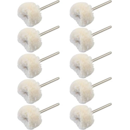 WHYHKJ Polierscheibe aus Baumwolle, 3 mm Schaft, Wollrad mit Schaft, zum Polieren von Silberschmuck, Uhren, Glas, Keramik, Metalloberflächen, Weiß, 10 Stück WHYHKJ Polierscheibe aus Baumwolle, 3 mm Schaft, Wollrad mit Schaft, zum Polieren von Silberschmuck, Uhren, Glas, Keramik, Metalloberflächen, Weiß, 10 Stück von WHYHKJ